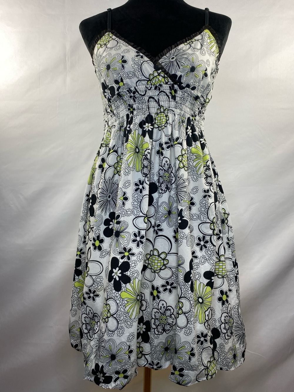 Vintage Y2K Speed Control Floral Babydoll Dress Smocked 100% Cotton Size Small